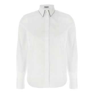 Brunello Cucinelli Shirts, female, White, M, Stretch Cotton Poplin Shirt