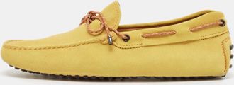 Tod's Tods Yellow Suede Slip On Driver Loafers