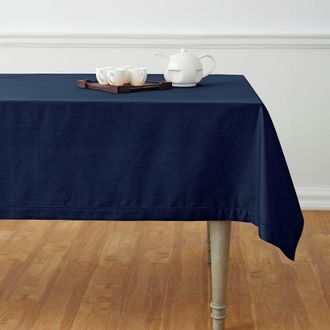 Solino Home Cotton Linen Hemstitch Tablecloth for Dining Table, Holiday and Everyday Dining Table Decor in Navy at Nordstrom, Size Xx-Small