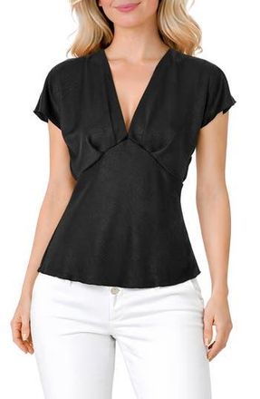 Tash And Sophie Crushed Satin V-Neck Top in Black at Nordstrom Rack, Size X-Large