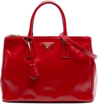 Prada Pre-owned Handbags, female, Red, Size: ONE SIZE Pre-owned Patent Leather Satchel Bag