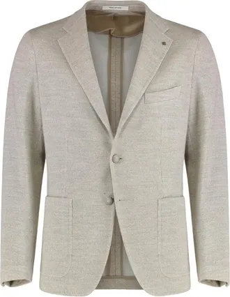 Tagliatore Light Beige Notched Lapel Blazer