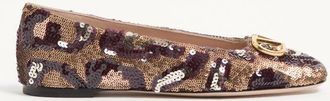 Valentino Garavani Ballerina VLogo Signature Con Ricamo Animalier Donna MARRONE/MULTICOLOR 36.5