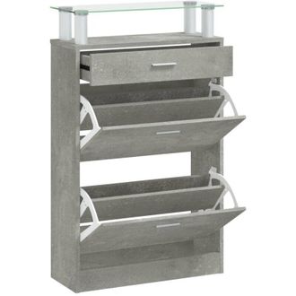 vidaXL Vidaxl - Shoe Cabinet Concrete Grey 63x24x104 cm Engineered Wood