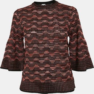 M Missoni Black/multicolor Pinhole Pattern Knit Sweater Top