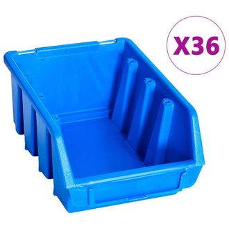 Berkfield Home Stackable 96 Piece Storage Bin Kit with Wall Panels Blue