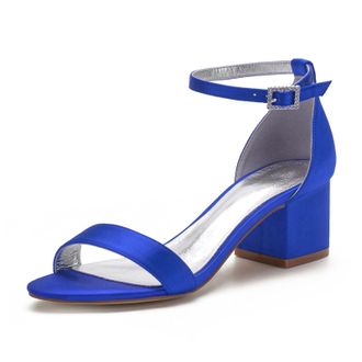 Miyoopark Comfortable Wedding Shoes for Women Block Low Heel Evening Sandals M534 Royal Blue UK 8.5