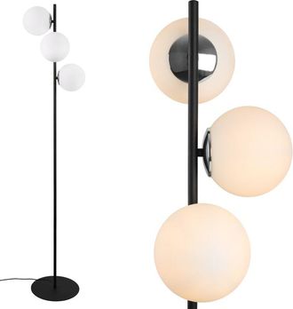 OEM L&aacute;mpara De Pie Siena Cromada Negra, 3 Pantallas Planas Blancas