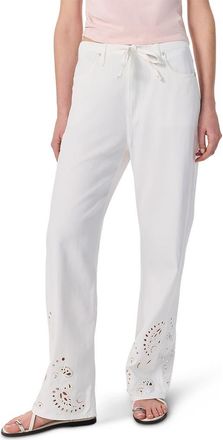 Rag & Bone Phoebe Wide Leg Drawstring Jeans in White Yelet at Nordstrom, Size X-Large