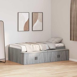 vidaXL Cama Con Almacenamiento Gris Sonoma 90 X 200 Cm Vidaxl