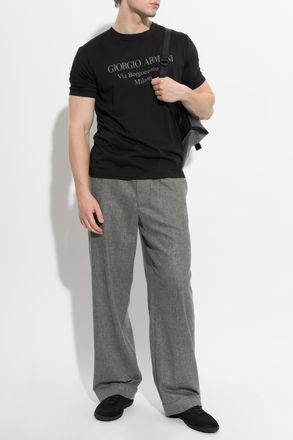 Giorgio Armani Virgin Wool Trousers, Mens, Grey