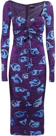 Versace Jeans Couture Gebundelde Viscosemix Jurk - Dames - Casual kleedjes - Paars - M - Kleedjes