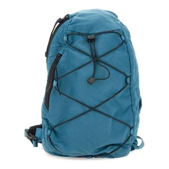 C.P. Company C.p. Company, Tassen, Heren, Blauw, ONE Size, Outdoor Trekkoord Rugzak met Lens Detail