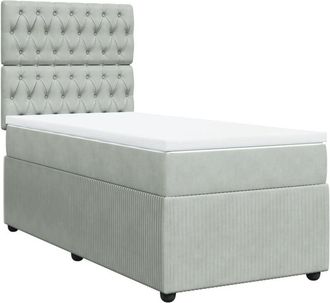 vidaXL Cama Box Spring Con Colch&oacute;n Terciopelo Gris Claro 90x190 Cm Vidaxl