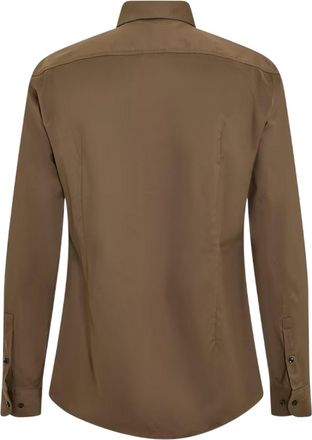 HUGO BOSS Effen herenhemd in Oxford met lange mouwen (Groen)