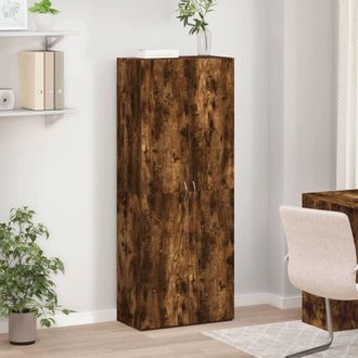 Berkfield Home Durable File Cabinet Smoked Oak 60x32x153 cm Engineered Wood in Brown | Size: 60 x 32 x 153 cm