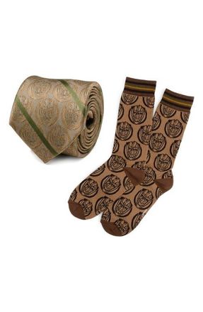 Cufflinks Inc. Guardians of the Galaxy Groot Tie & Crew Socks Set in Tan at Nordstrom
