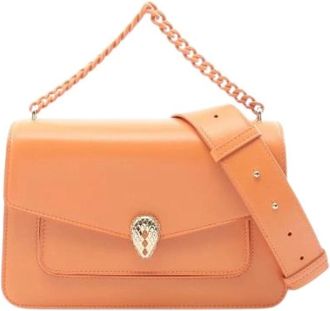 Bulgari Pre-owned Serpenti Forever Leather 2way Handbag - Dames - Vintage Handtas - Oranje - ONE Size - Leer - Vintage