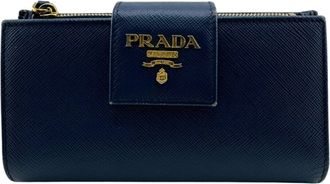 Prada Blue Saffiano Leather Wallet (Bi-Fold) (Pre-Owned)
