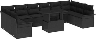 vidaXL Vidaxl - Conjunto De Sof&aacute; De Jard&iacute;n Manual 11 Pcs Negro 100 X 55 X 73 Cm