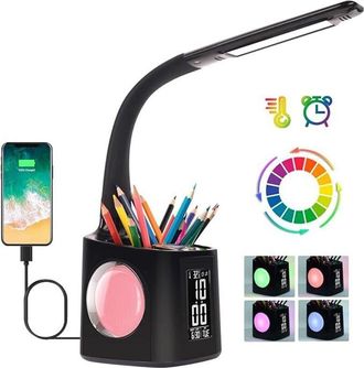 OEM L&aacute;mpara De Escritorio Led Para Ni&ntilde;os, L&aacute;mpara De Mesa Regulable Con Reloj, L&aacute;mpara De Noche, L&aacute;mpara De Mesa Con Luz Nocturna Rgb 256/portal&aacute;pices/pue