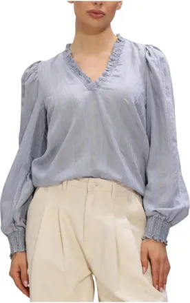 Co'Couture Overhemden, Dames, Blauw, S, Kesi V-Blouse