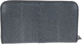 Bottega Veneta Black Gray Leather Long Wallet (Bi-Fold) (Pre-Owned)