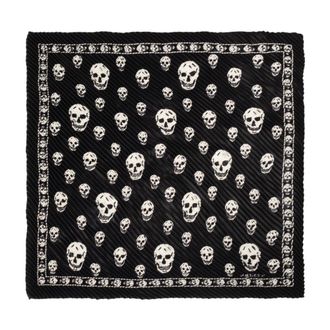 Alexander McQueen Alexander McQueen, Silky Scarves, female, Black, Size: ONE SIZE Pleated Skull Scarf