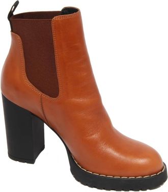 Hogan Leren Chelsea Boots Gemaakt in Itali&euml; - Dames - Laarzen met Hak - Bruin - 36 EU - Leer - Schoenen