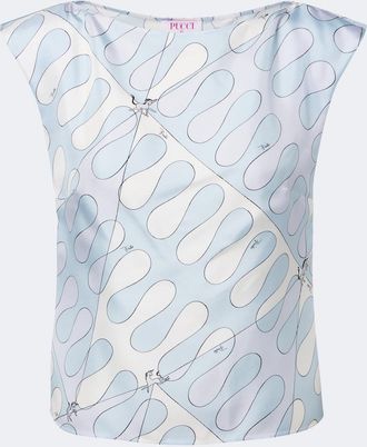 Pucci Top Leocorno de sarga de seda