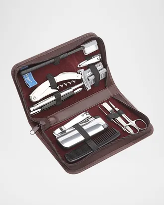 Royce Leather Monogrammed Leather Travel Grooming Toiletry Kit, Personalized