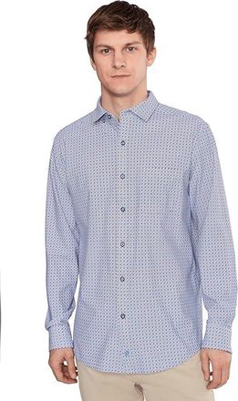 Johnston & Murphy XC+ Motion Long Sleeve Dress Knit Shirt Mens Clothing Orange Cross Petal Print Shirt : 2XL, Nylon