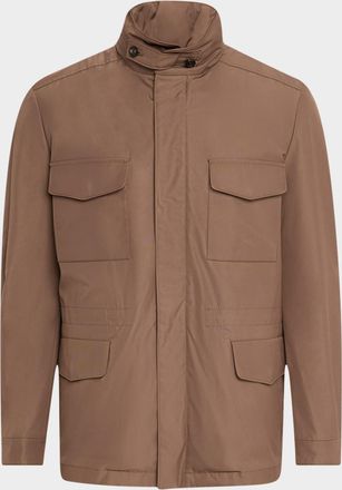 Loro Piana Mens Traveler Field Jacket with Stowaway Hood
