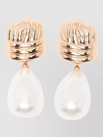 Self Portrait pearl drop earrings gold plated knots