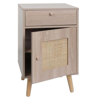Hhg Nunca Usado] Mesa Auxiliar Hhg 206, Mesa De Centro Mesilla De Noche Mesa De Sal&oacute;n, Compartimentos De Almacenaje Caj&oacute;n, Kubu Rat&aacute;n Madera Melamina, Asp