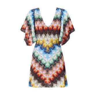 Missoni Short Dresses, female, Multicolor, Size: M Short Lam&eacute; Viscose Dress with Lace Motif