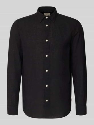 Only & Sons Slim Fit Freizeithemd aus Baumwoll-Leinen-Mix Modell CAIDENLS SOLID in Black, Gr&ouml;&szlig;e XXL