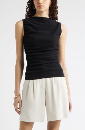 Nordstrom Ruched Sleeveless Top in Black at Nordstrom, Size Xx-Small