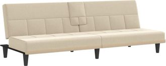 vidaXL Sof&aacute; Cama Con Portavasos Tela Crema Vidaxl