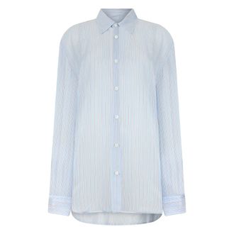 Dries Van Noten Casual Shirts, male, Blue, Size: XL Croom Stripe Button-Up Shirt