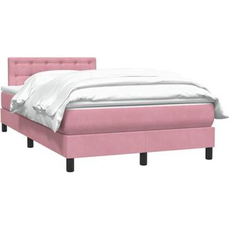 vidaXL Cama Box Spring Con Colch&oacute;n Terciopelo Rosa 120x220 Cm Vidaxl