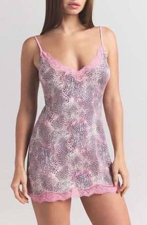 SKIMS Sleep Pajama Minidress in Bloom Mini Multi Animal at Nordstrom, Size X-Large