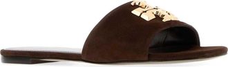 Tory Burch Womens Eleanor Slide Brown Suede