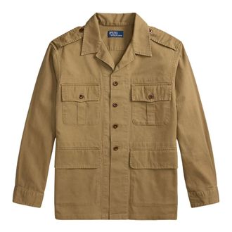 Ralph Lauren Light Jackets, male, Beige, Size: XL Classic Fit Textured Shirt