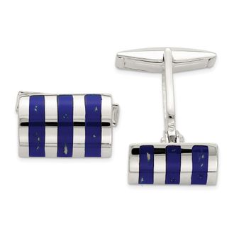 Diamond2Deal Sterling Silver Lapis Cuff Links