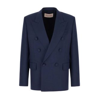 Valentino Garavani Wool Blazer - Heren - Business blazers - Blauw - L - Wol - Kostuums