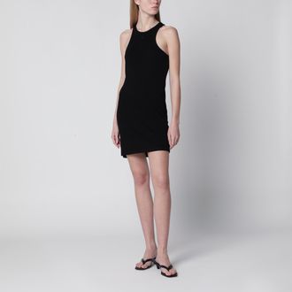 Anine Bing Cole ribbed cotton halter mini dress in black