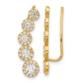 Diamond2Deal 10K Yellow Gold Round Cut Cubic Zirconia Fancy Ear Climbers