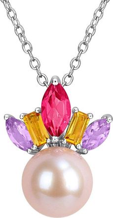 Rina Limor Silver 1.01 Ct. Tw. Pearl (Multi-Gem) & 7.5-8Mm Pearl Pendant