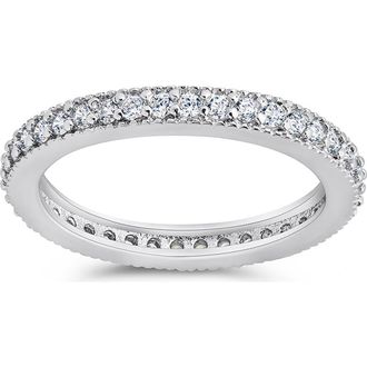 Sterling Forever Thin Cubic Zirconia Band Ring in Silver/Clear at Nordstrom, Size 10